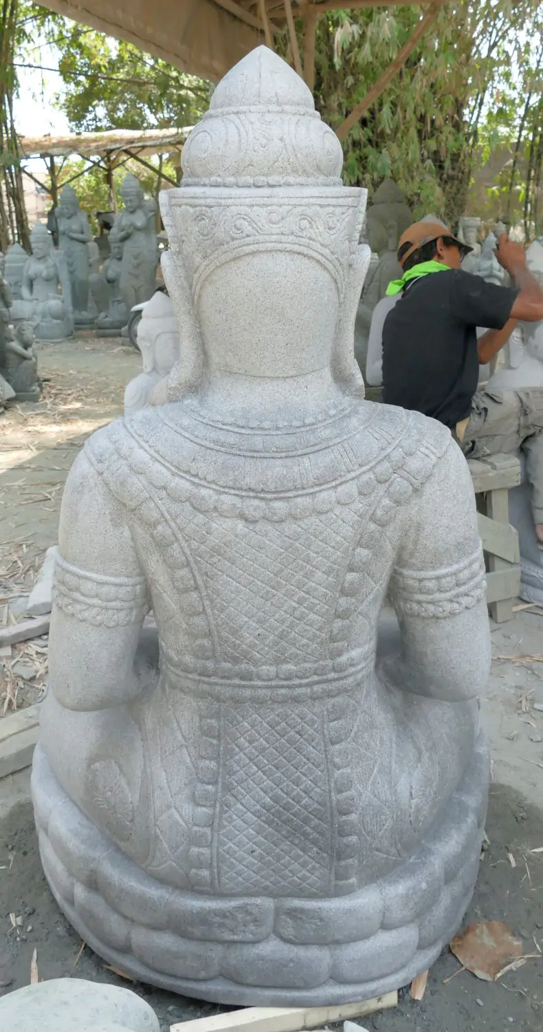  Product image 6 of the product “Seated Buddha in Thai style made of Riverstone, Holds a vessel in his hands, H. 154cm. ”